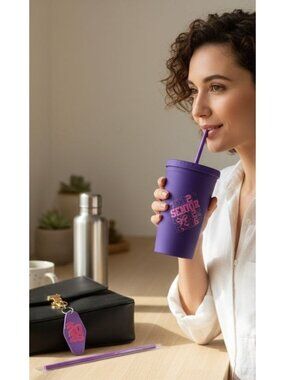 Graduation-Themed Purple Travel Mug & Keychain Set - Class Of 2026 - Senior Gift